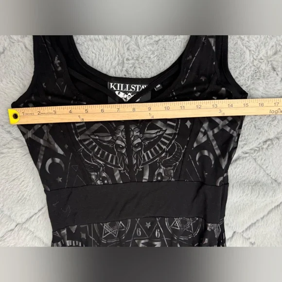 Killstar Vicky Veil Black Skater Dress Occult Print Size Medium - Picture 10 of 14